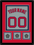 Boston Name, Number & Three World Series Champions Patches - Road Gray - Double Mat 3