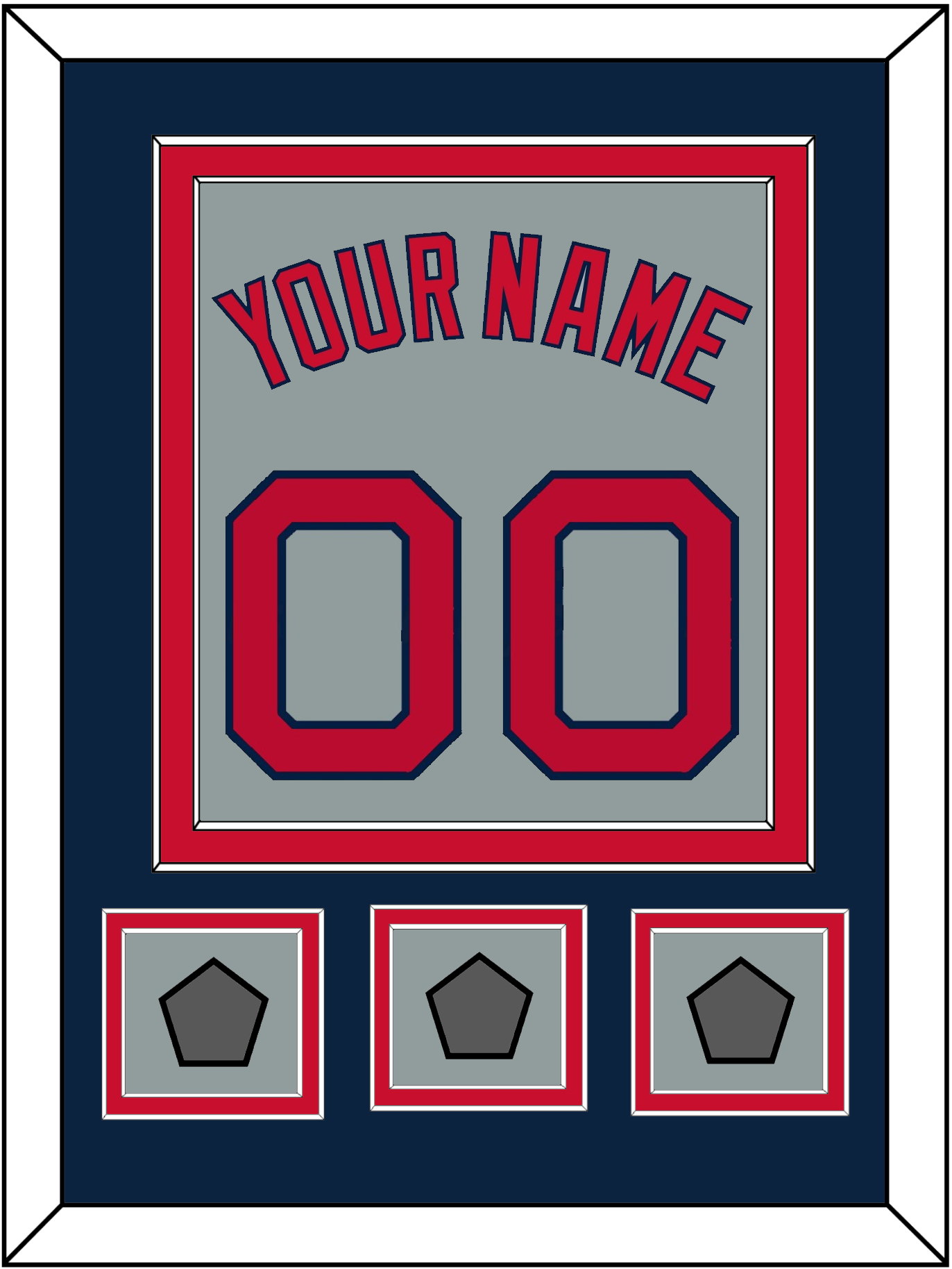 Boston Name, Number & Three World Series Champions Patches - Road Gray - Signature Tier 4