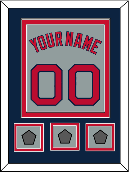 Boston Name, Number & Three World Series Champions Patches - Road Gray - Signature Tier 4