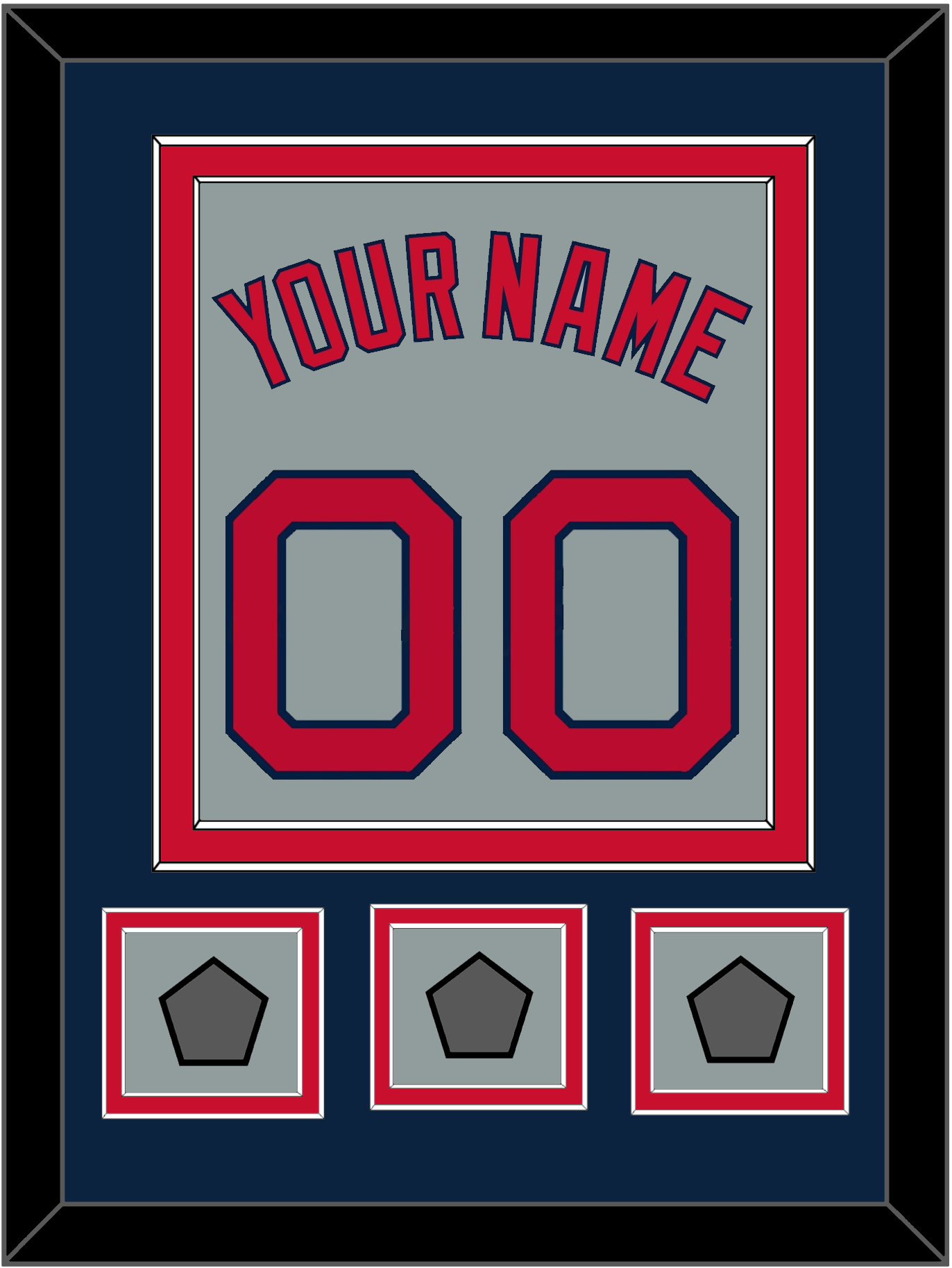 Boston Name, Number & Three World Series Jersey Patches - Road Gray - Signature Tier 4