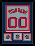 Boston Name, Number & Three World Series Jersey Patches - Road Gray - Double Mat 4