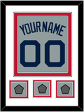 Boston Name, Number & Three World Series Jersey Patches - Road Gray (2009-2013) - Double Mat 1