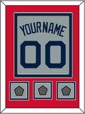 Boston Name, Number & Three World Series Champions Patches - Road Gray (2009-2013) - Double Mat 2