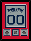Boston Name, Number & Three World Series Jersey Patches - Road Gray (2009-2013) - Double Mat 2