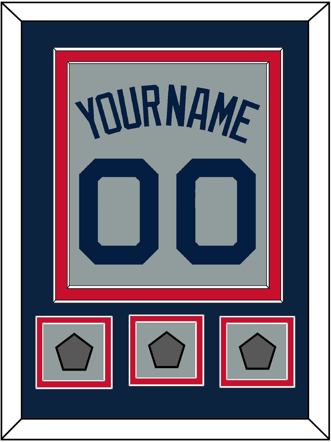 Boston Name, Number & Three World Series Jersey Patches - Road Gray (2009-2013) - Signature Tier 3