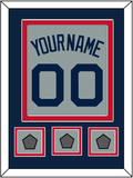 Boston Name, Number & Three World Series Champions Patches - Road Gray (2009-2013) - Double Mat 3