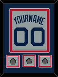 Boston Name, Number & Three World Series Jersey Patches - Road Gray (2009-2013) - Double Mat 3