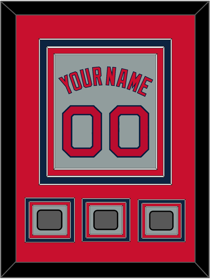Boston Name, Number & Three World Series Champions Patches - Road Gray - Premier Tier 2