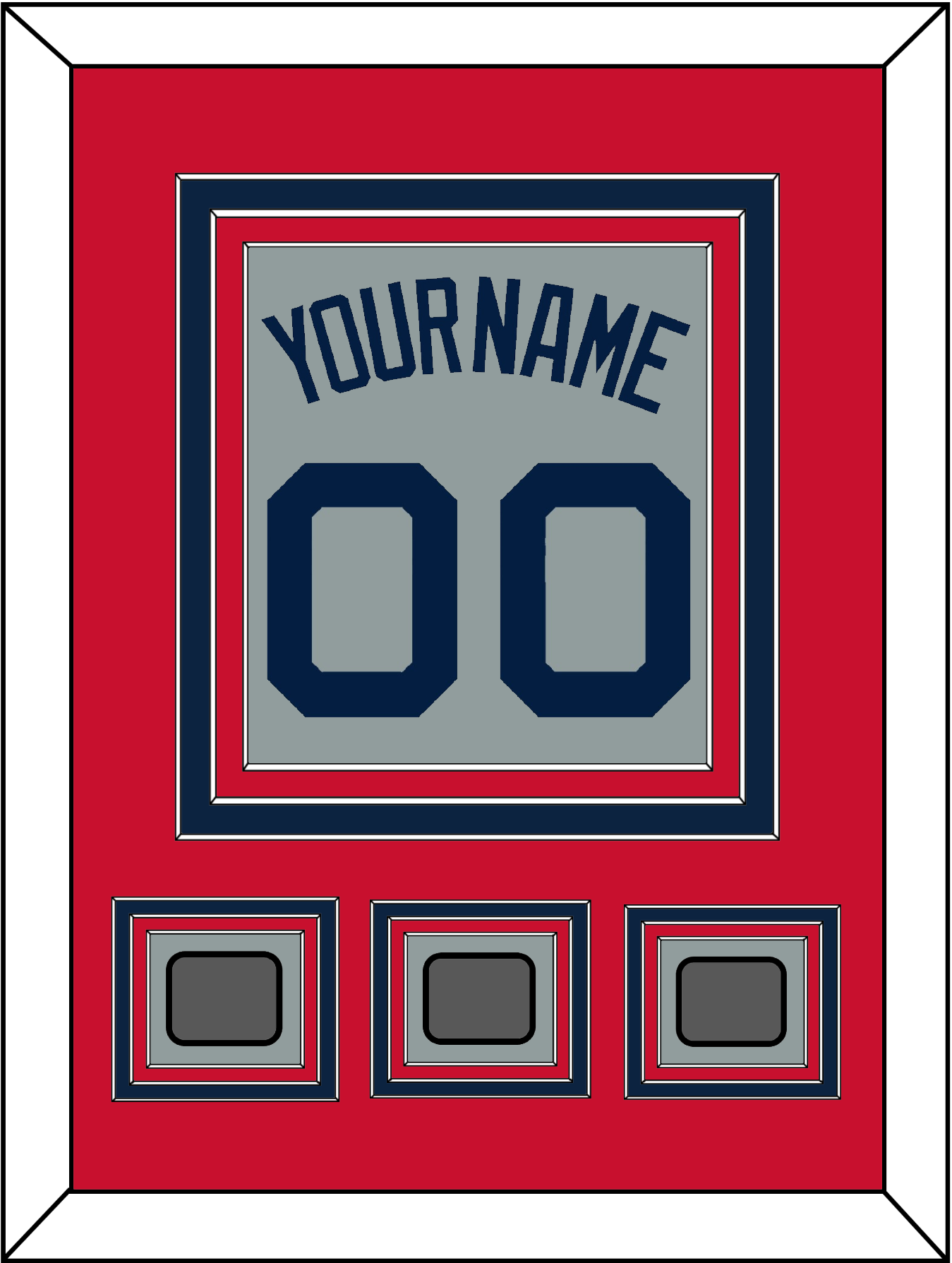 Boston Name, Number & Three World Series Jersey Patches - Road Gray (2009-2013) - Premier Tier 2