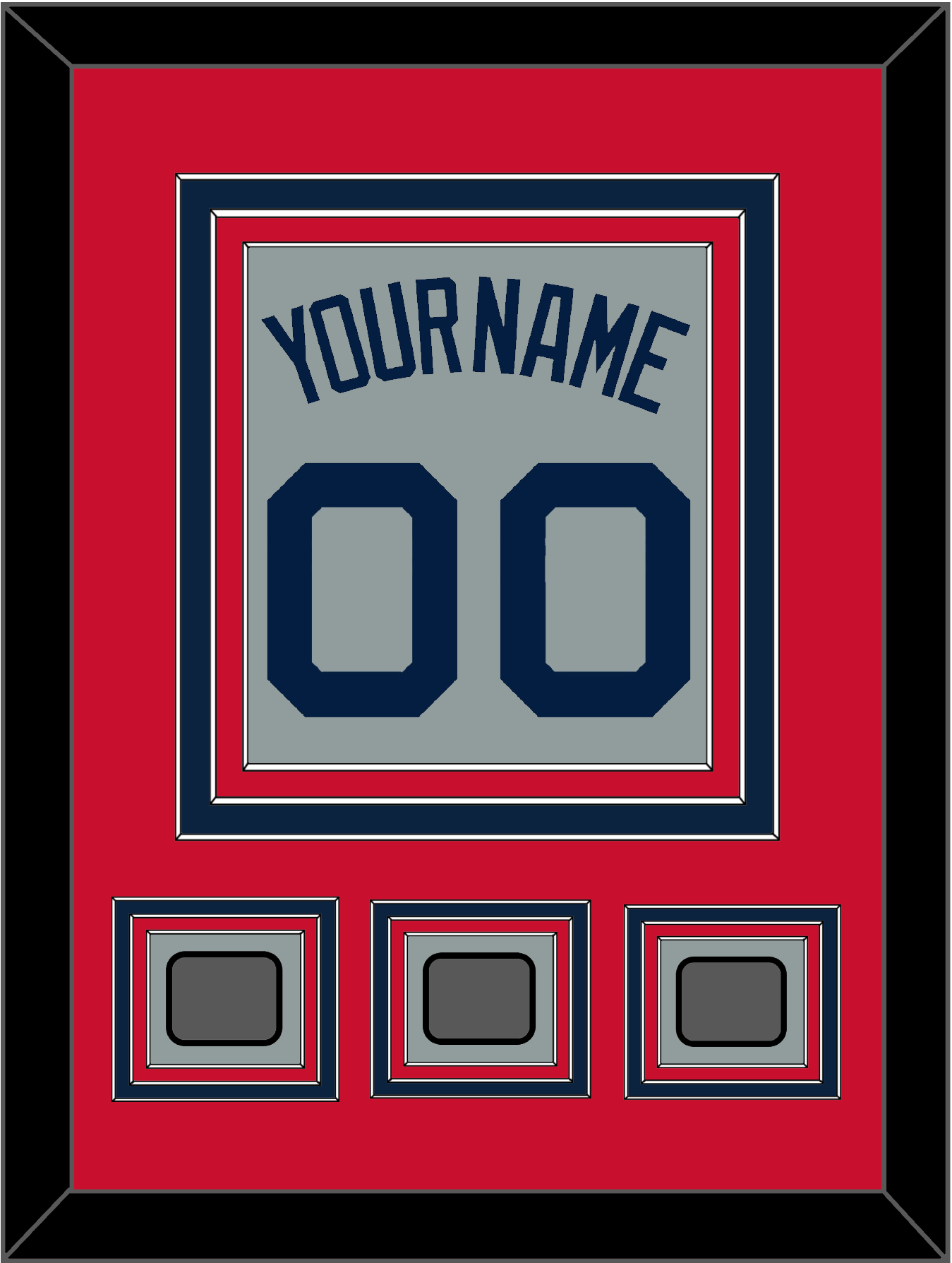 Boston Name, Number & Three World Series Jersey Patches - Road Gray (2009-2013) - Premier Tier 2