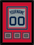 Boston Name, Number & Three World Series Jersey Patches - Road Gray (2009-2013) - Triple Mat 2