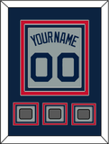 Boston Name, Number & Three World Series Jersey Patches - Road Gray (2009-2013) - Triple Mat 3