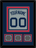 Boston Name, Number & Three World Series Jersey Patches - Road Gray (2009-2013) - Triple Mat 3