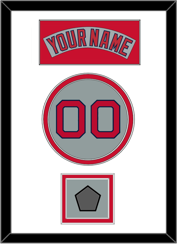 Boston Nameplate, Number & World Series Jersey Patch - Road Gray (1992-2008) - Double Mat 2