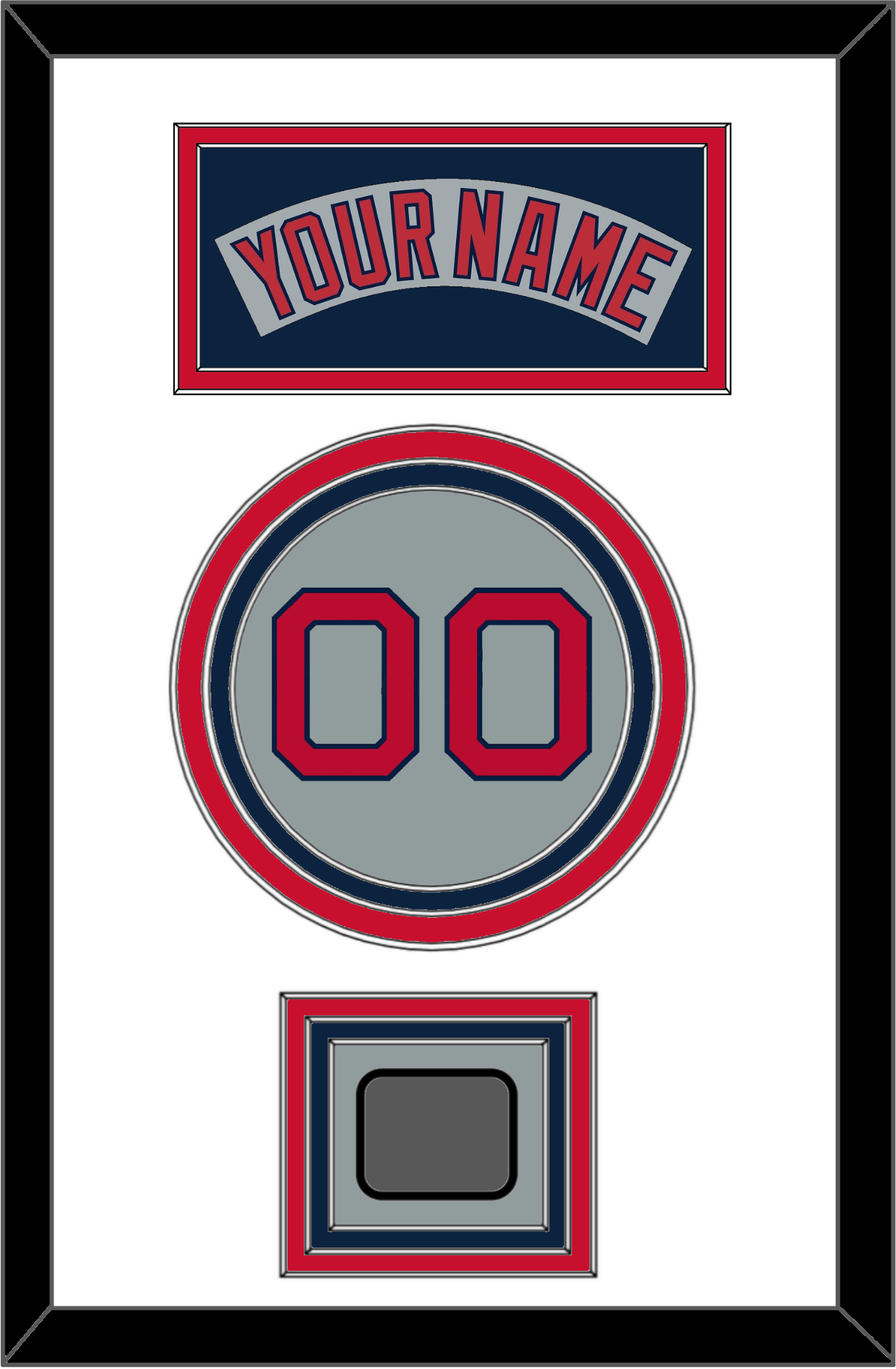 Boston Nameplate, Number & World Series Champions Patch - Road Gray (1992-2008) - Premier Tier 1