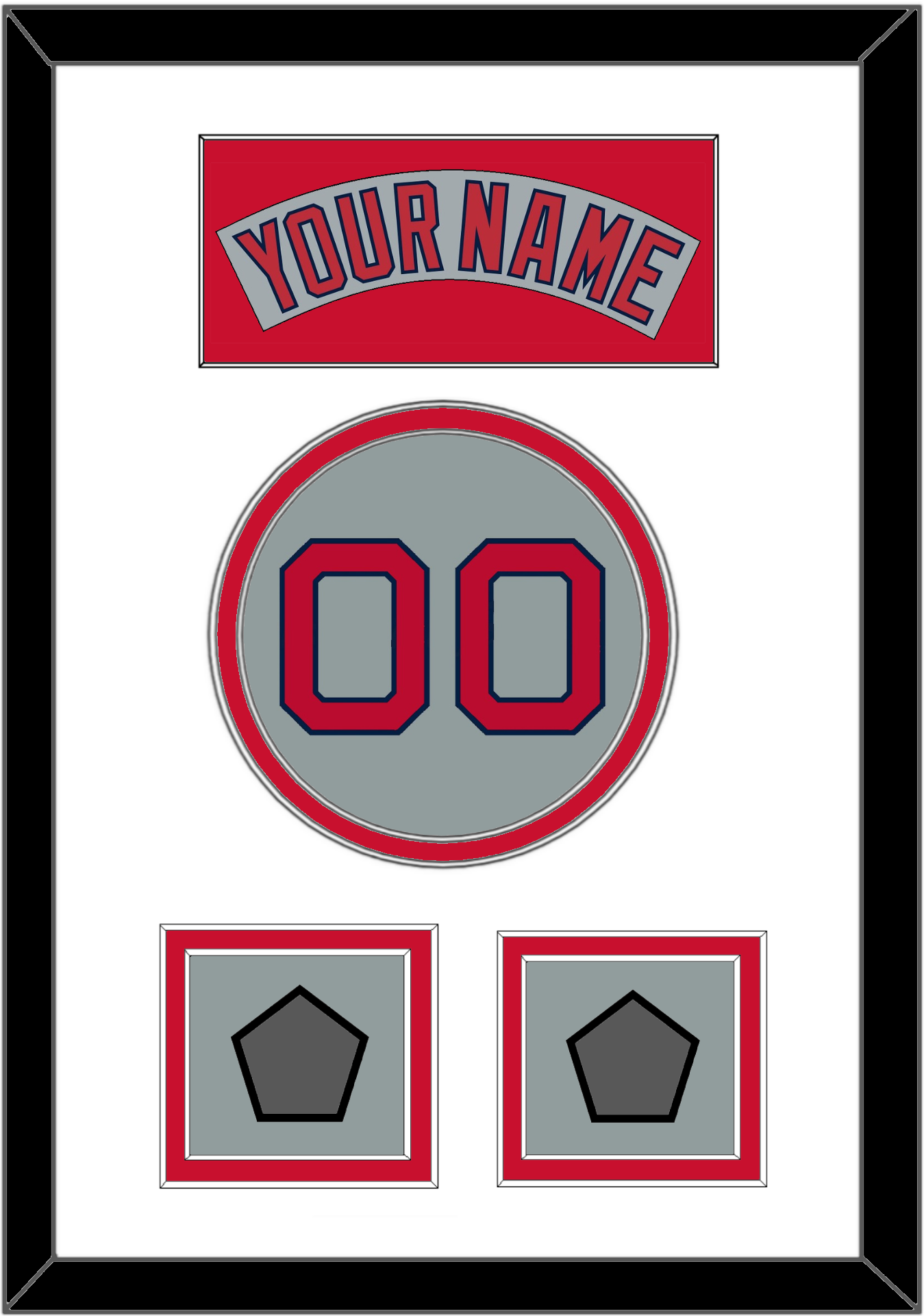 Boston Nameplate, Number & Two World Series Jersey Patches - Road Gray (1992-2008) - Signature Tier 2