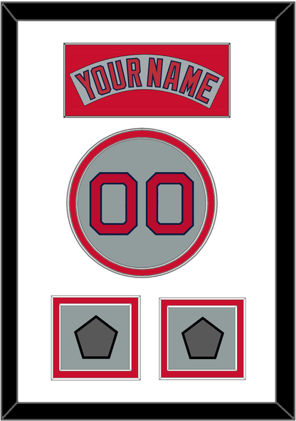 Boston Nameplate, Number & Two World Series Jersey Patches - Road Gray (1992-2008) - Signature Tier 2