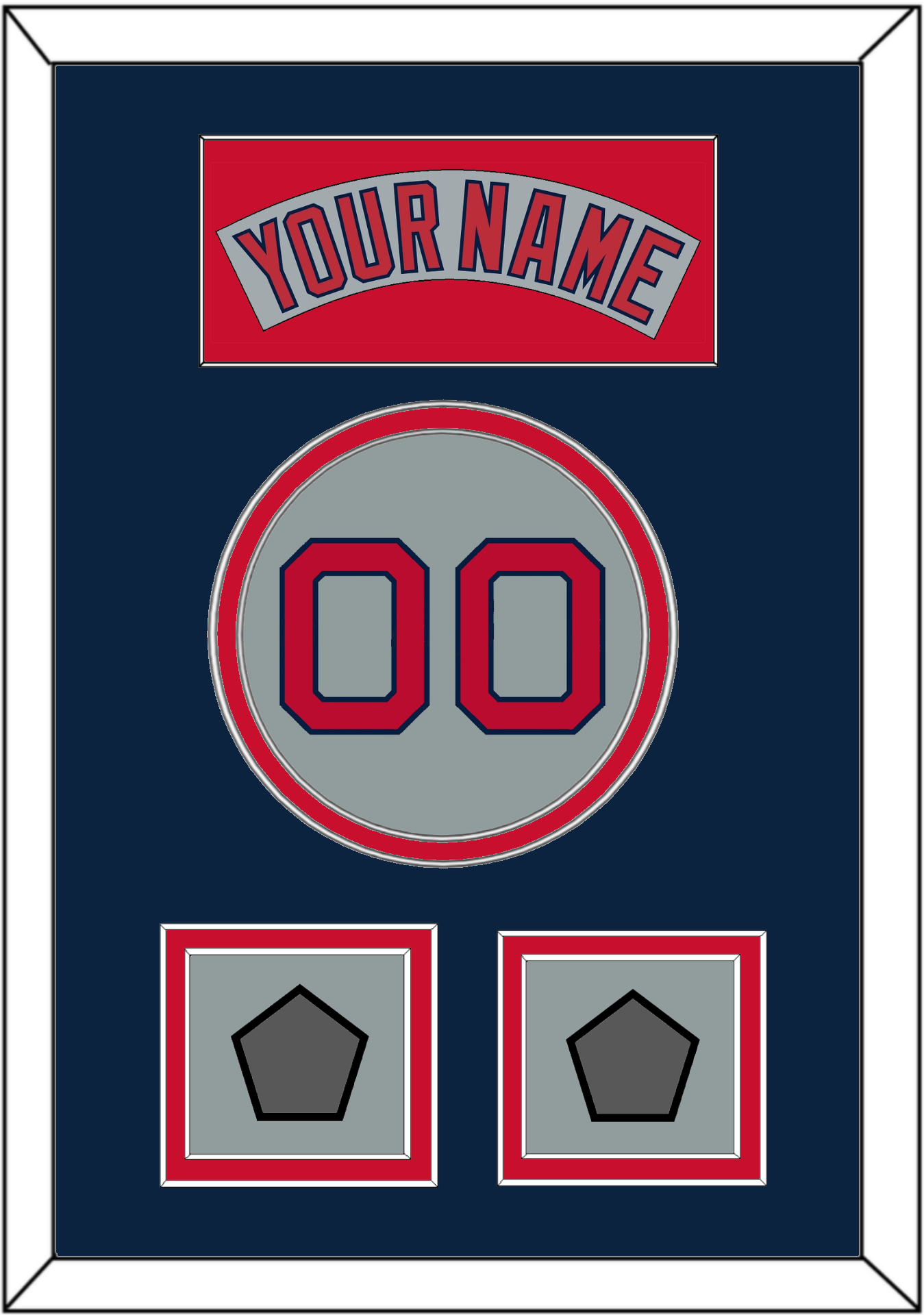 Boston Nameplate, Number & Two World Series Champions Patches - Road Gray (1992-2008) - Signature Tier 4