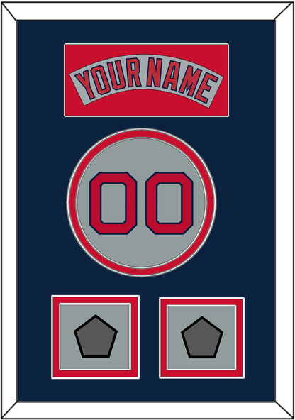 Boston Nameplate, Number & Two World Series Champions Patches - Road Gray (1992-2008) - Signature Tier 4