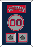Boston Nameplate, Number & Two World Series Jersey Patches - Road Gray (1992-2008) - Double Mat 4