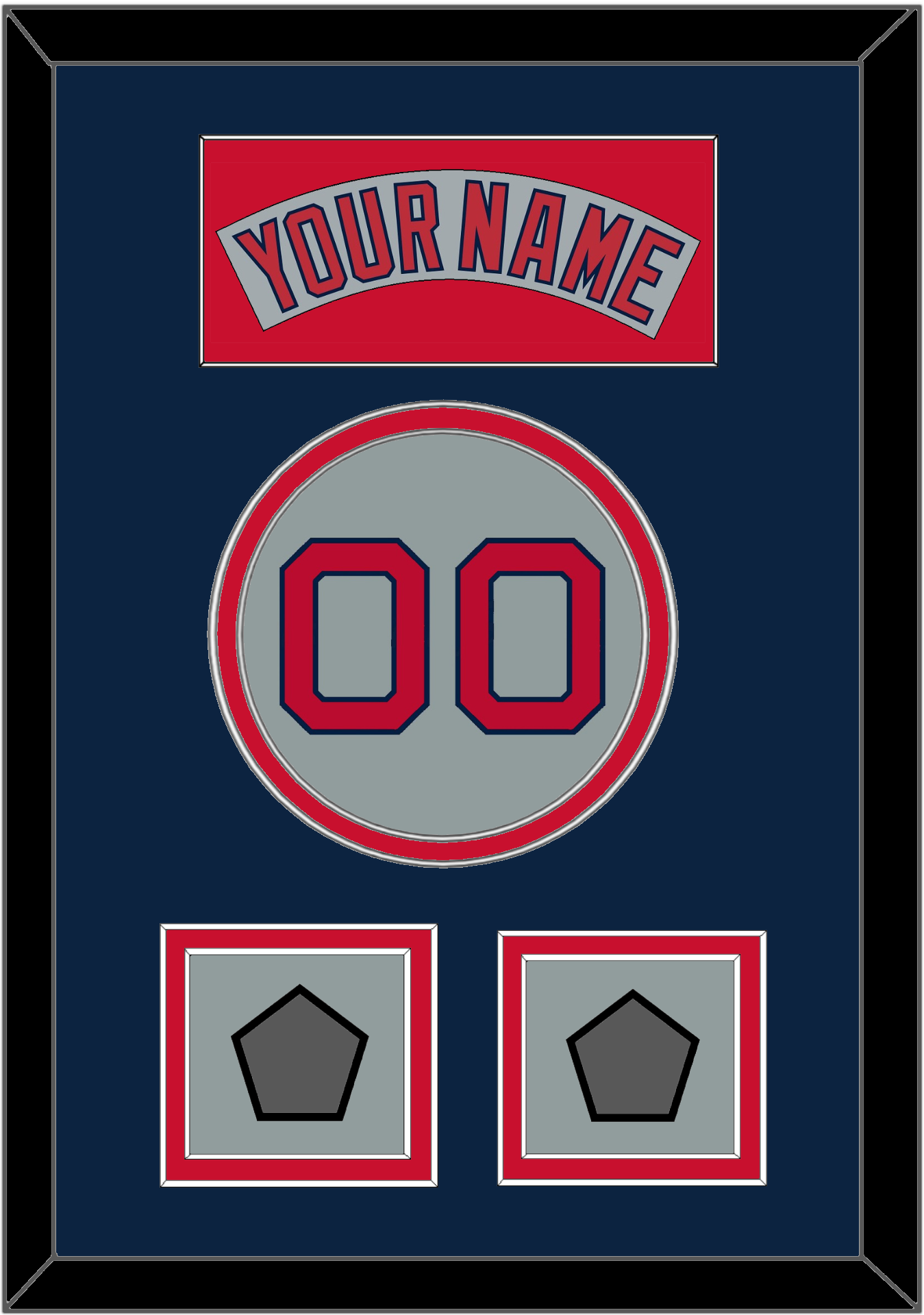 Boston Nameplate, Number & Two World Series Champions Patches - Road Gray (1992-2008) - Signature Tier 4
