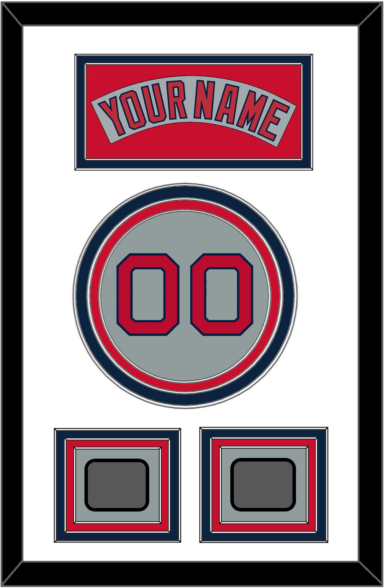 Boston Nameplate, Number & Two World Series Champions Patches - Road Gray (1992-2008) - Premier Tier 2
