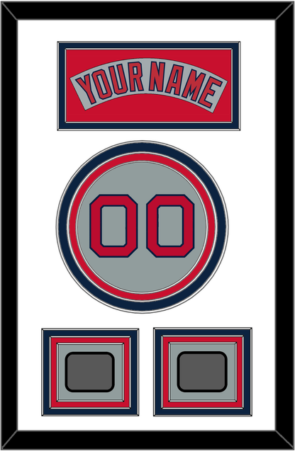 Boston Nameplate, Number & Two World Series Champions Patches - Road Gray (1992-2008) - Premier Tier 2
