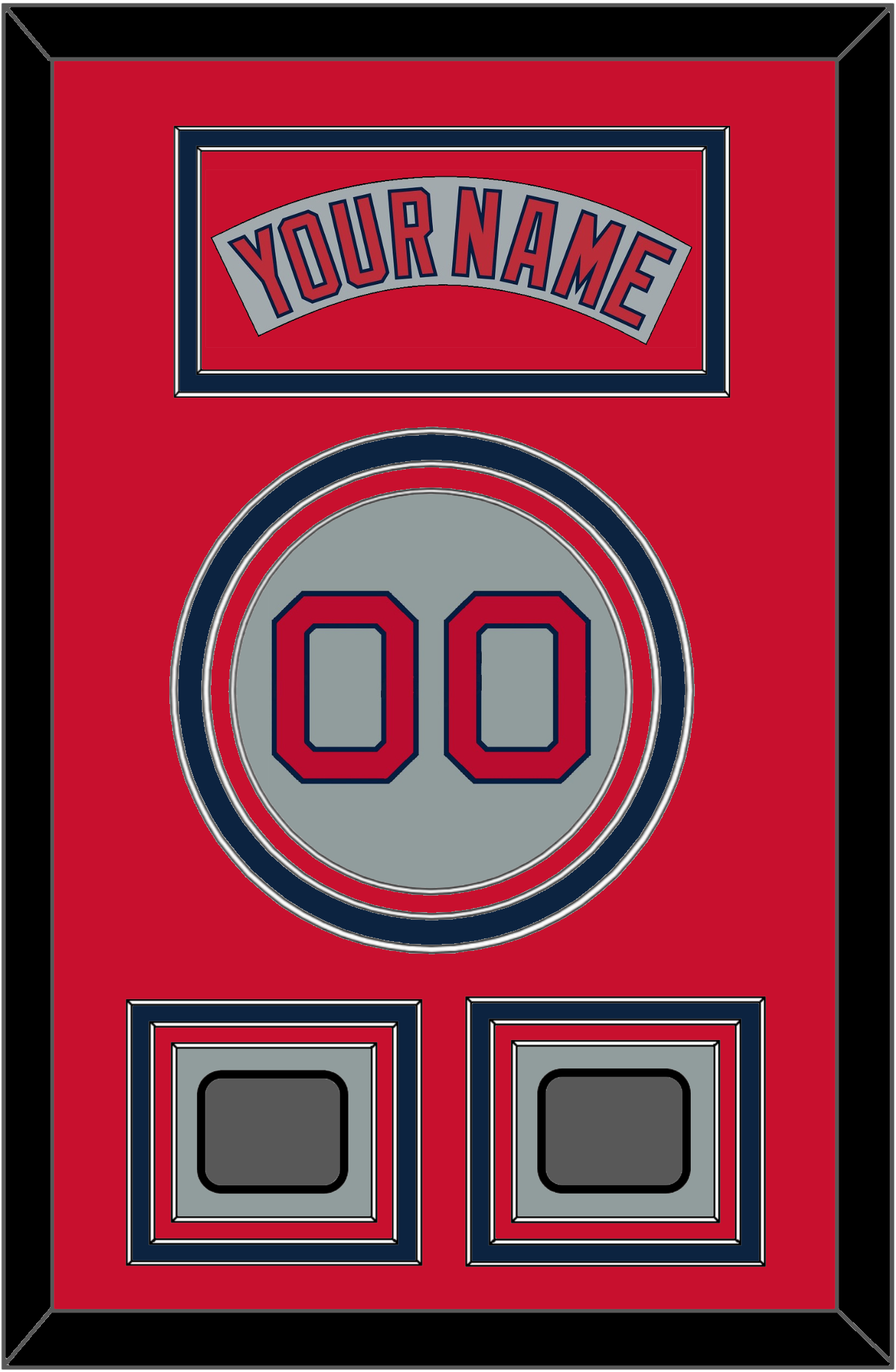 Boston Nameplate, Number & Two World Series Champions Patches - Road Gray (1992-2008) - Premier Tier 3