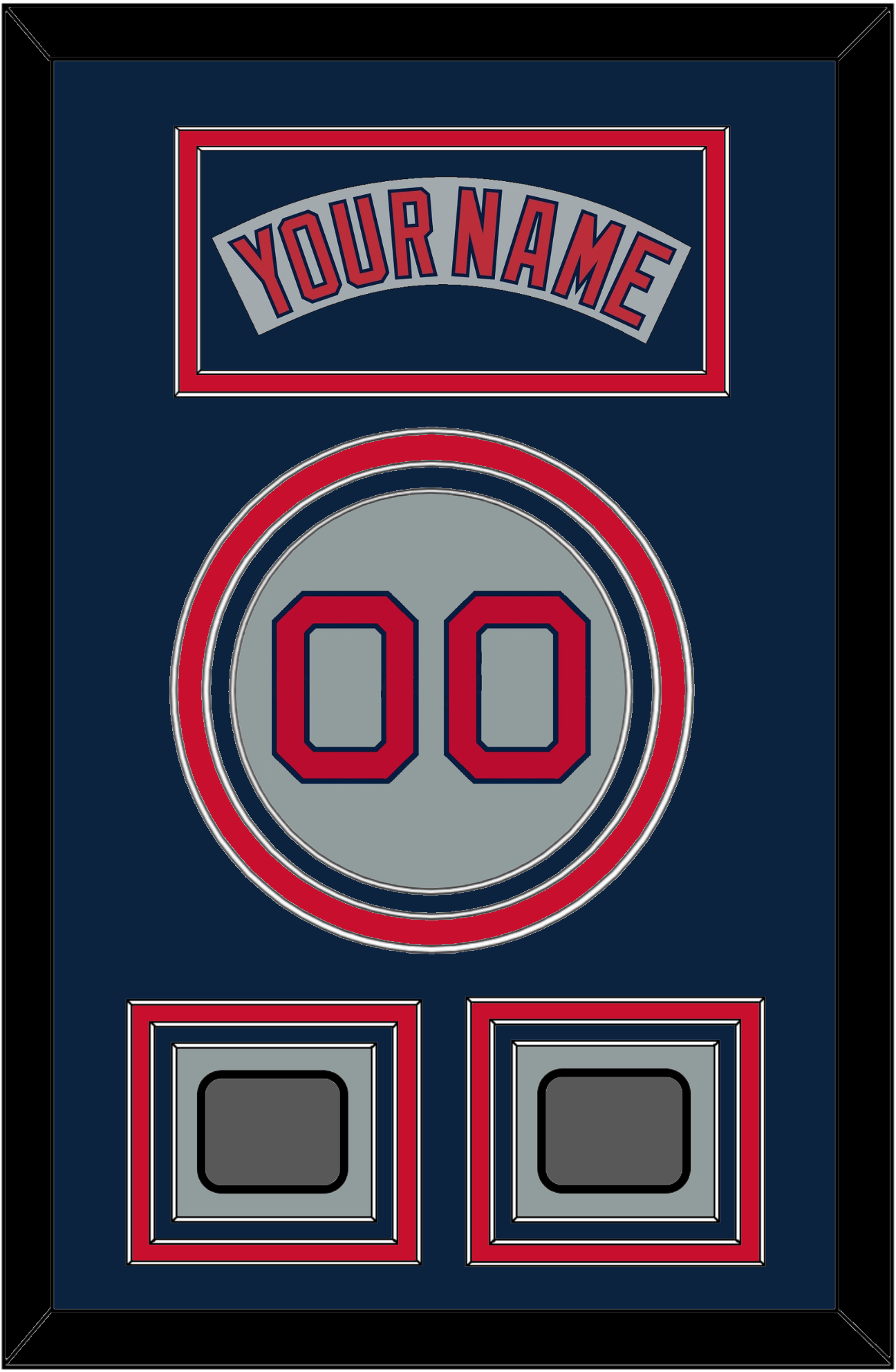 Boston Nameplate, Number & Two World Series Champions Patches - Road Gray (1992-2008) - Premier Tier 4