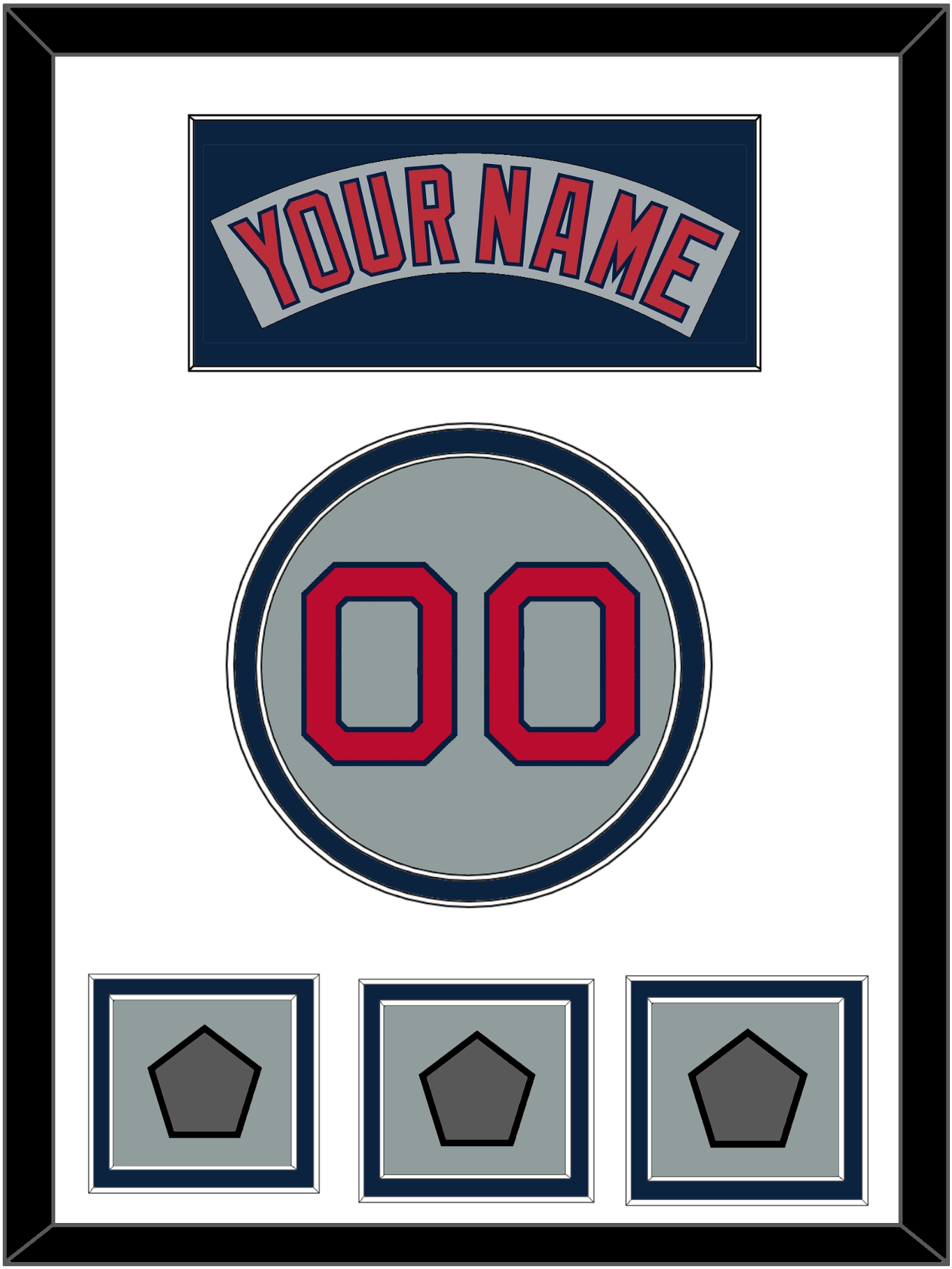 Boston Nameplate, Number & Three World Series Jersey Patches - Road Gray (1992-2008) - Signature Tier 1