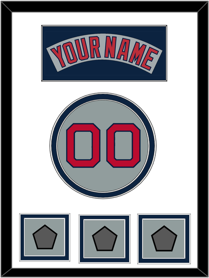 Boston Nameplate, Number & Three World Series Jersey Patches - Road Gray (1992-2008) - Signature Tier 1