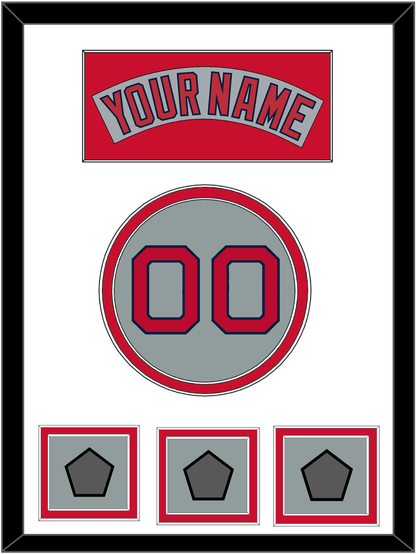 Boston Nameplate, Number & Three World Series Champions Patches - Road Gray (1992-2008) - Signature Tier 2