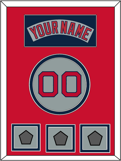 Boston Nameplate, Number & Three World Series Champions Patches - Road Gray (1992-2008) - Signature Tier 3