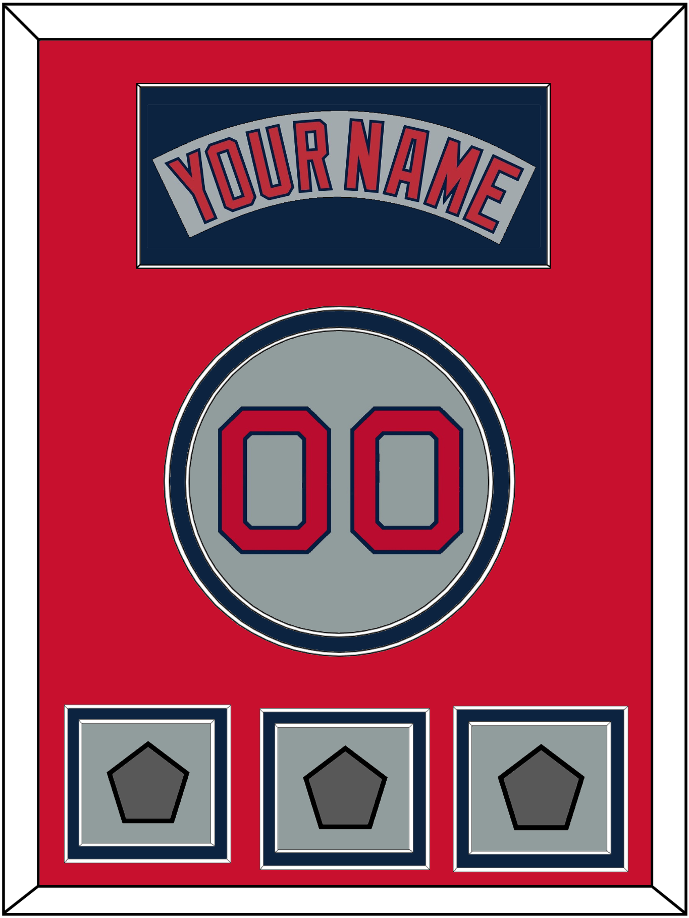 Boston Nameplate, Number & Three World Series Jersey Patches - Road Gray (1992-2008) - Signature Tier 3