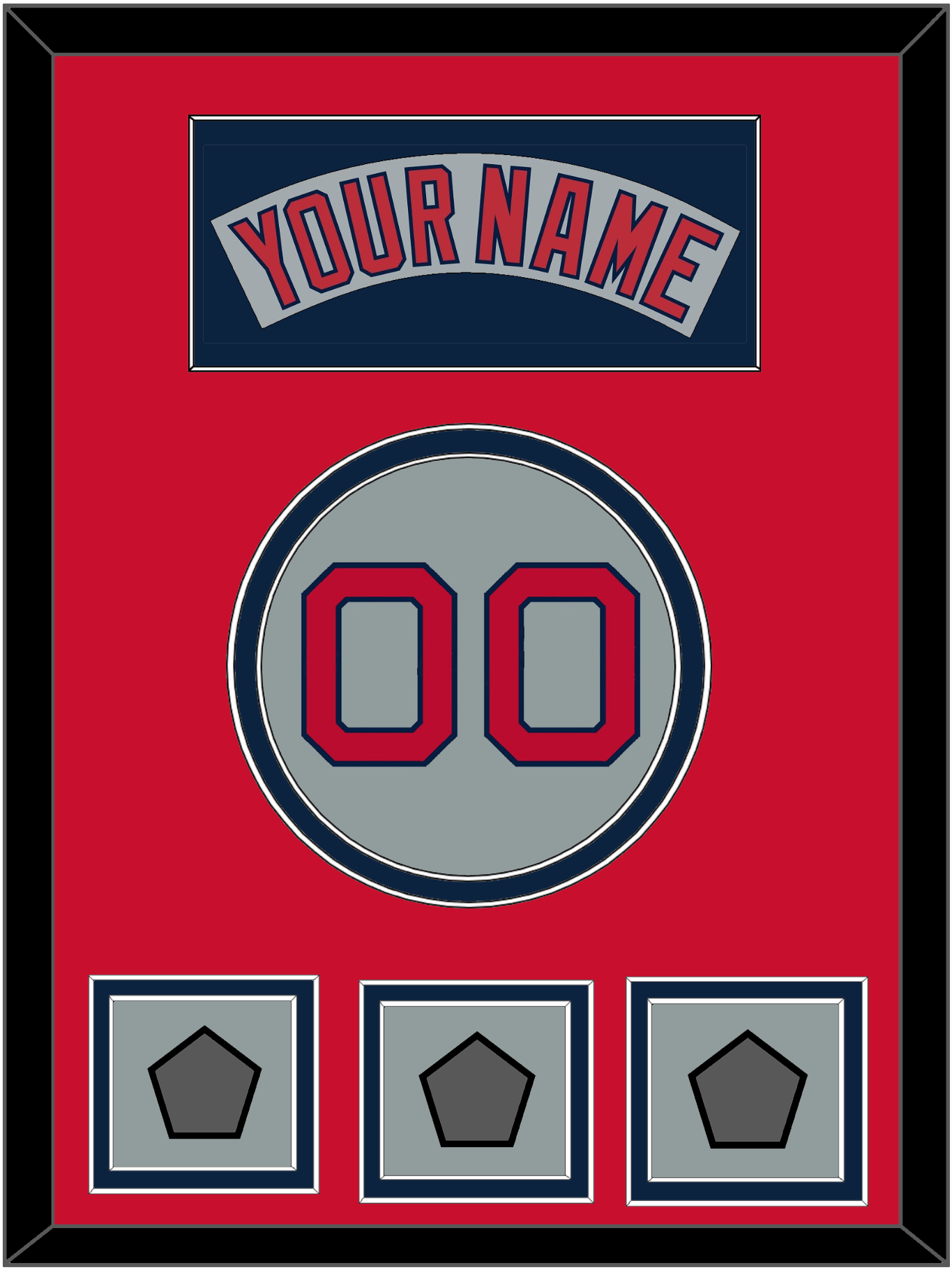 Boston Nameplate, Number & Three World Series Jersey Patches - Road Gray (1992-2008) - Signature Tier 3