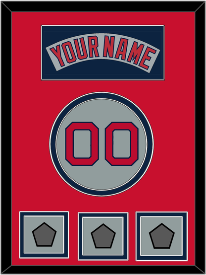 Boston Nameplate, Number & Three World Series Jersey Patches - Road Gray (1992-2008) - Signature Tier 3