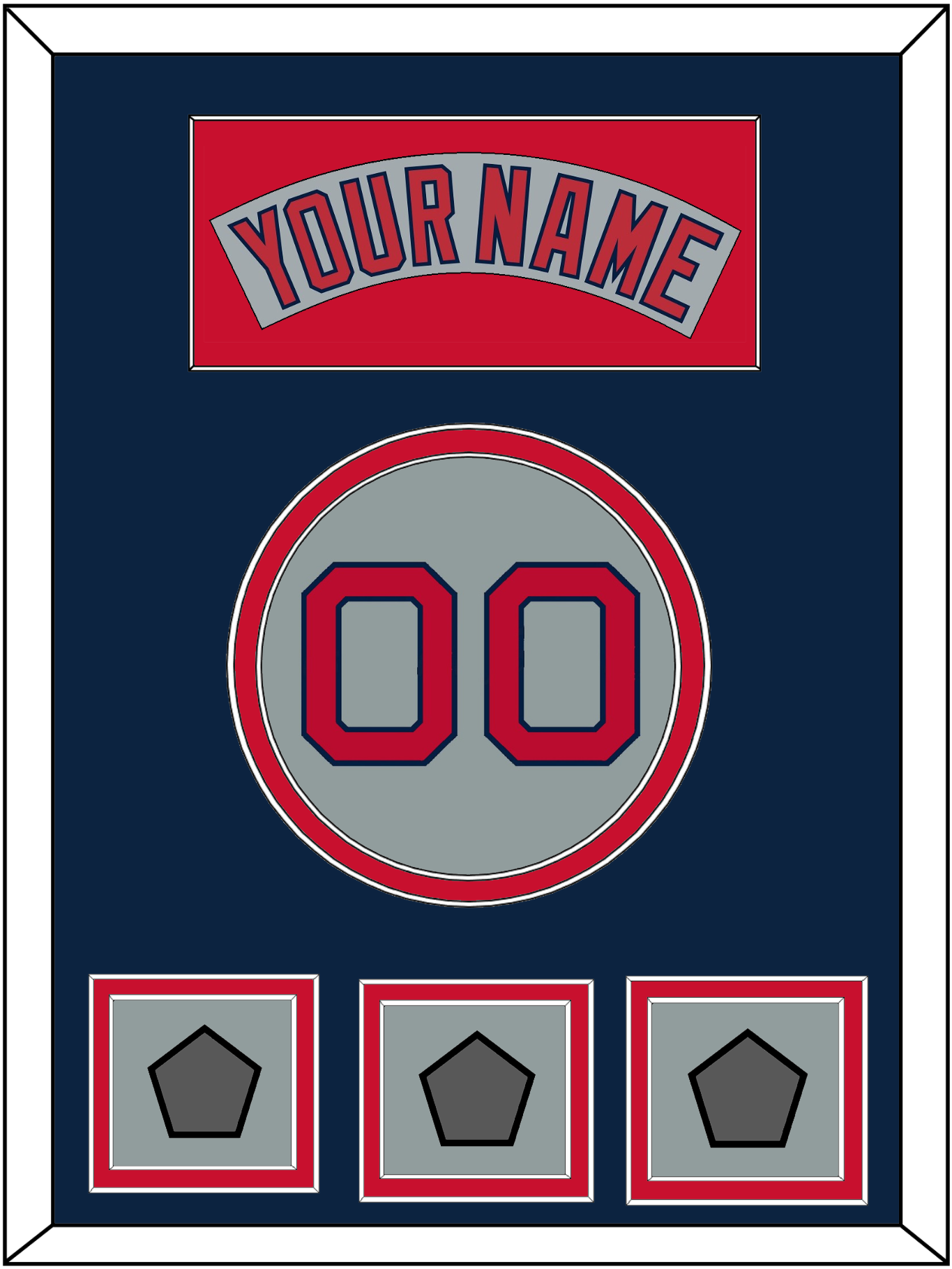Boston Nameplate, Number & Three World Series Jersey Patches - Road Gray (1992-2008) - Signature Tier 4
