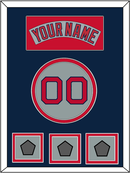 Boston Nameplate, Number & Three World Series Jersey Patches - Road Gray (1992-2008) - Signature Tier 4