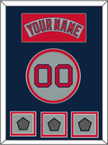Boston Nameplate, Number & Three World Series Jersey Patches - Road Gray (1992-2008) - Double Mat 4