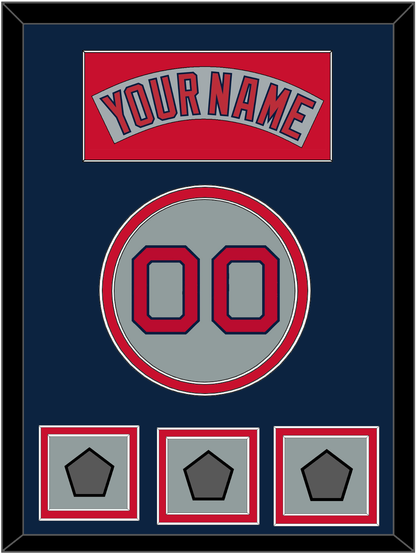 Boston Nameplate, Number & Three World Series Champions Patches - Road Gray (1992-2008) - Signature Tier 4