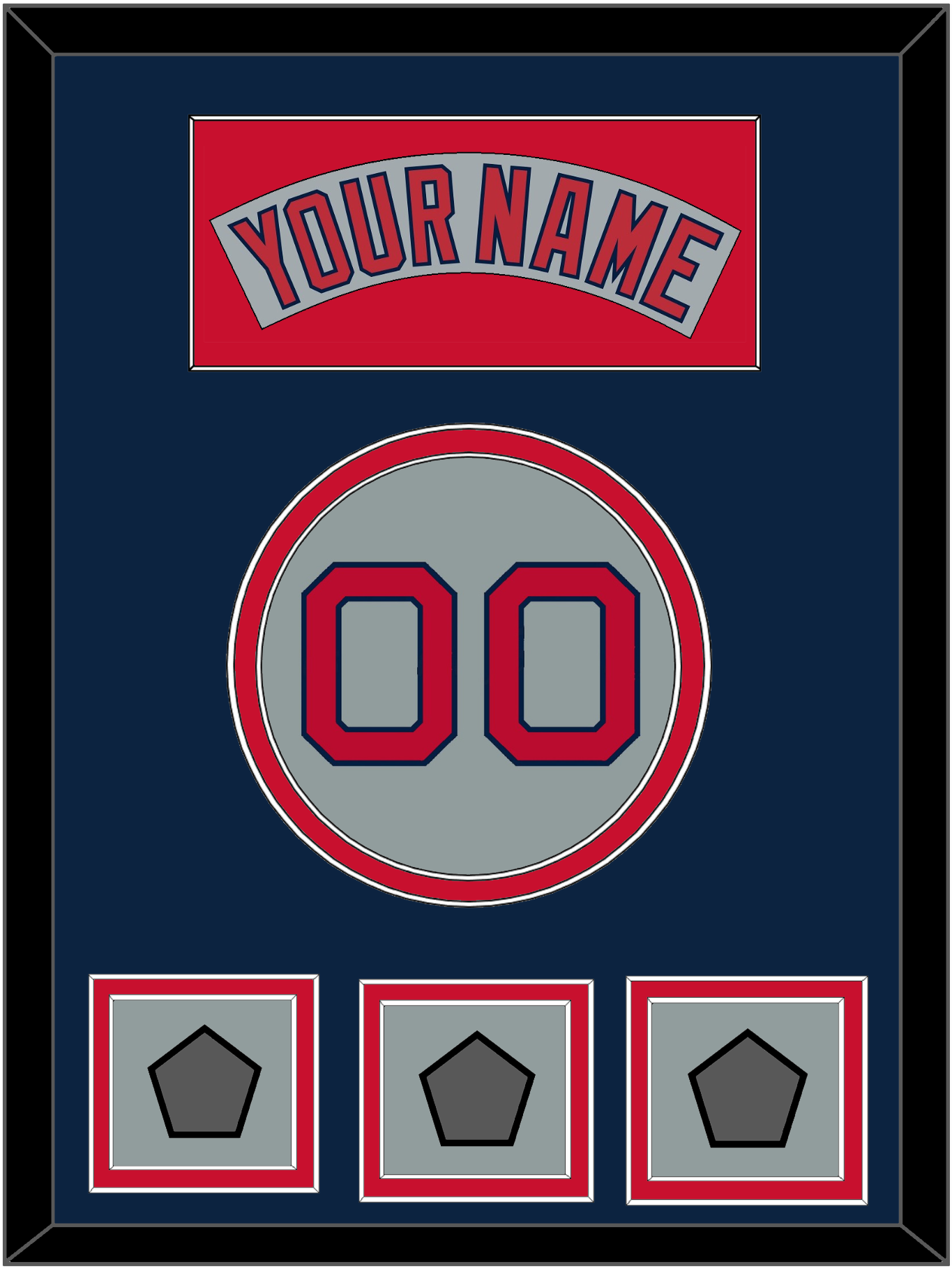 Boston Nameplate, Number & Three World Series Jersey Patches - Road Gray (1992-2008) - Signature Tier 4