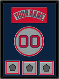 Boston Nameplate, Number & Three World Series Jersey Patches - Road Gray (1992-2008) - Double Mat 4