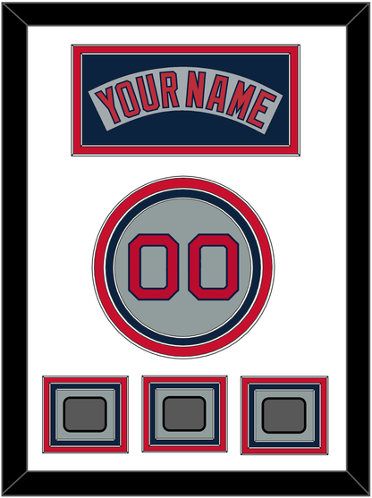 Boston Nameplate, Number & Three World Series Champions Patches - Road Gray (1992-2008) - Premier Tier 1