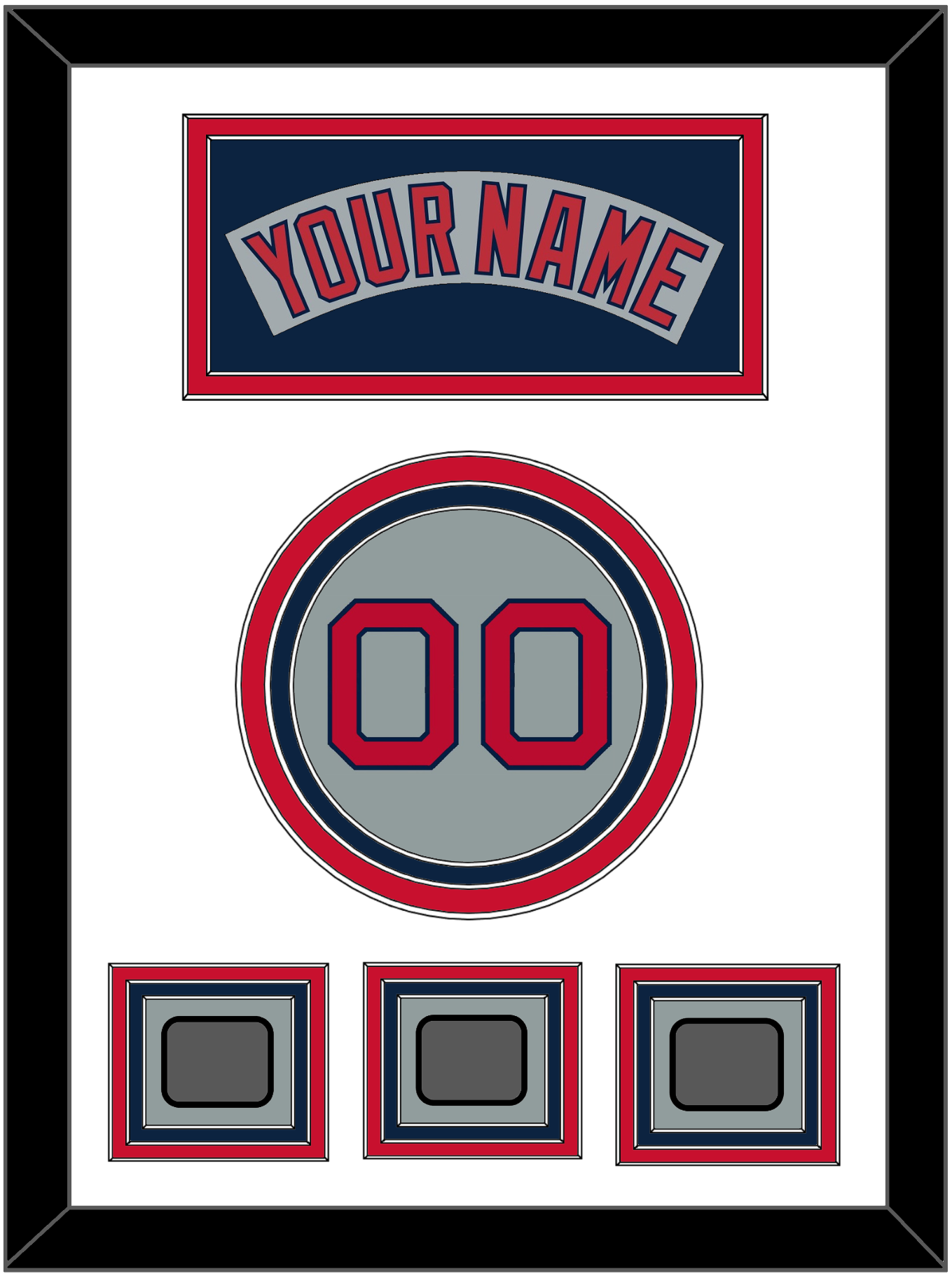 Boston Nameplate, Number & Three World Series Jersey Patches - Road Gray (1992-2008) - Premier Tier 1