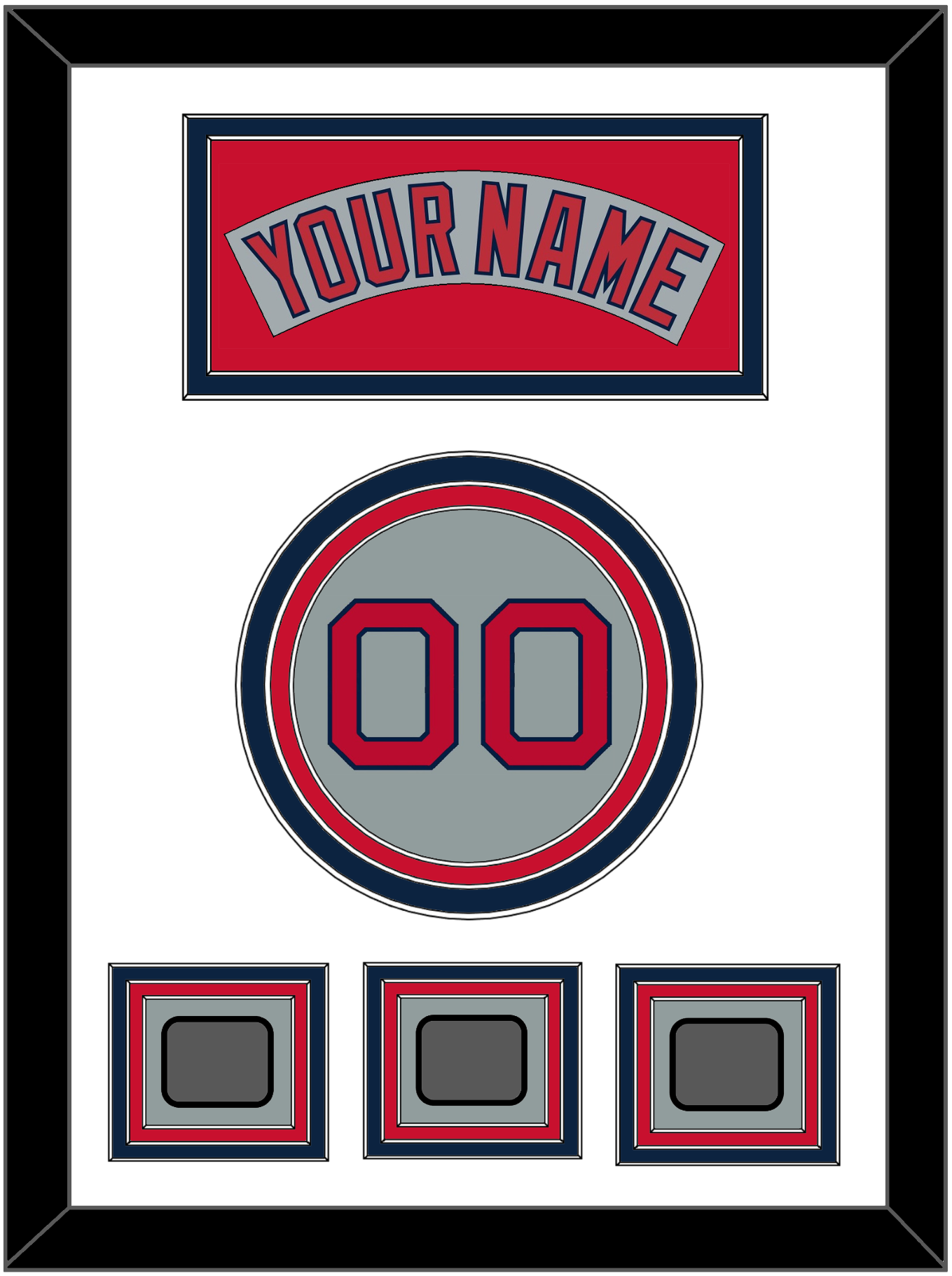 Boston Nameplate, Number & Three World Series Jersey Patches - Road Gray (1992-2008) - Premier Tier 2