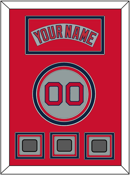 Boston Nameplate, Number & Three World Series Champions Patches - Road Gray (1992-2008) - Premier Tier 3