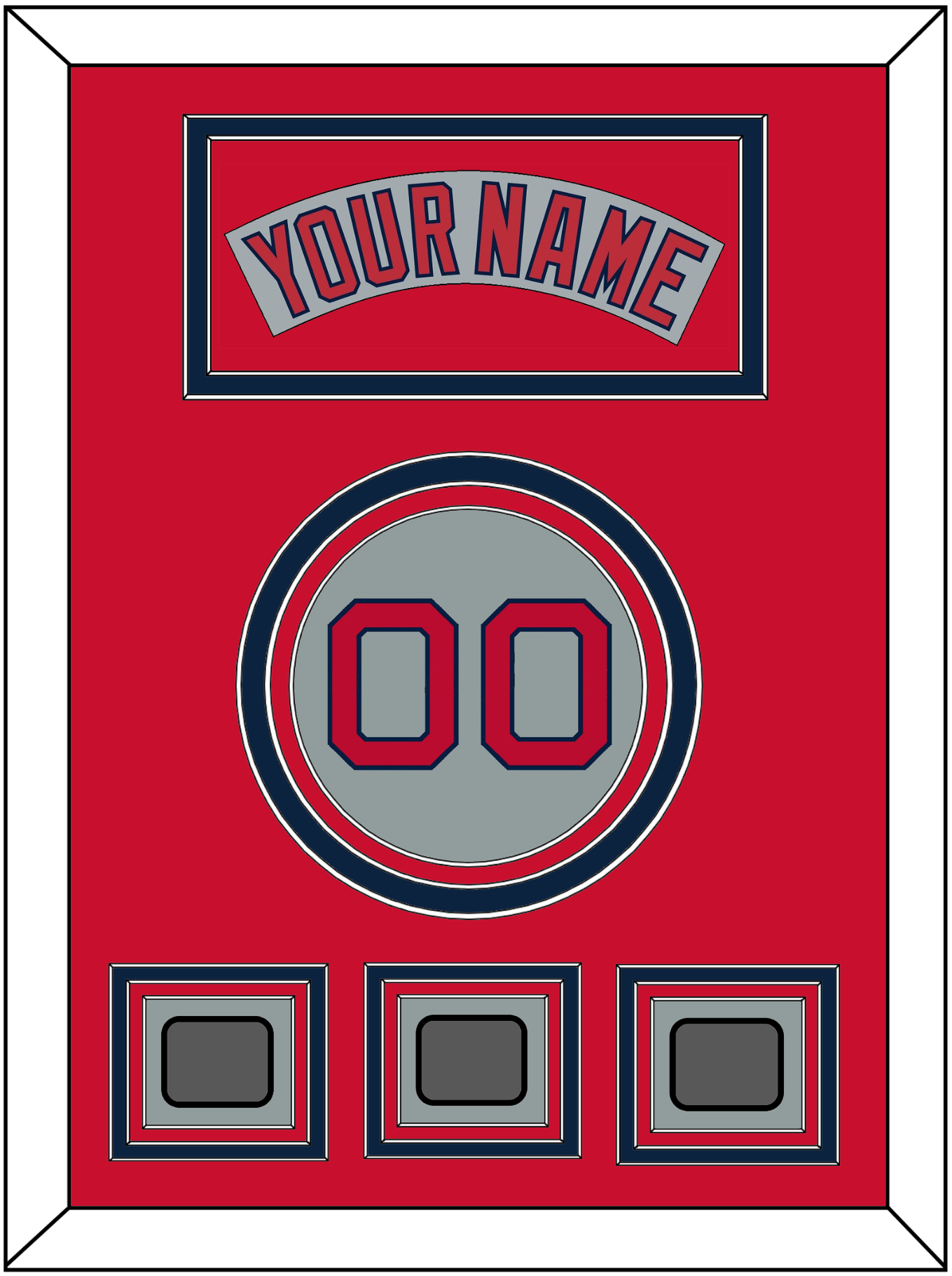 Boston Nameplate, Number & Three World Series Jersey Patches - Road Gray (1992-2008) - Premier Tier 3
