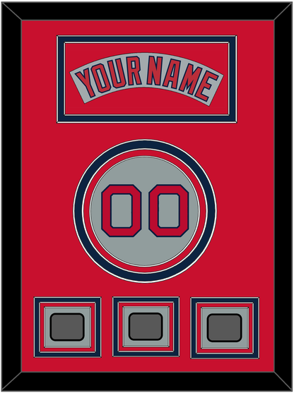 Boston Nameplate, Number & Three World Series Champions Patches - Road Gray (1992-2008) - Premier Tier 3