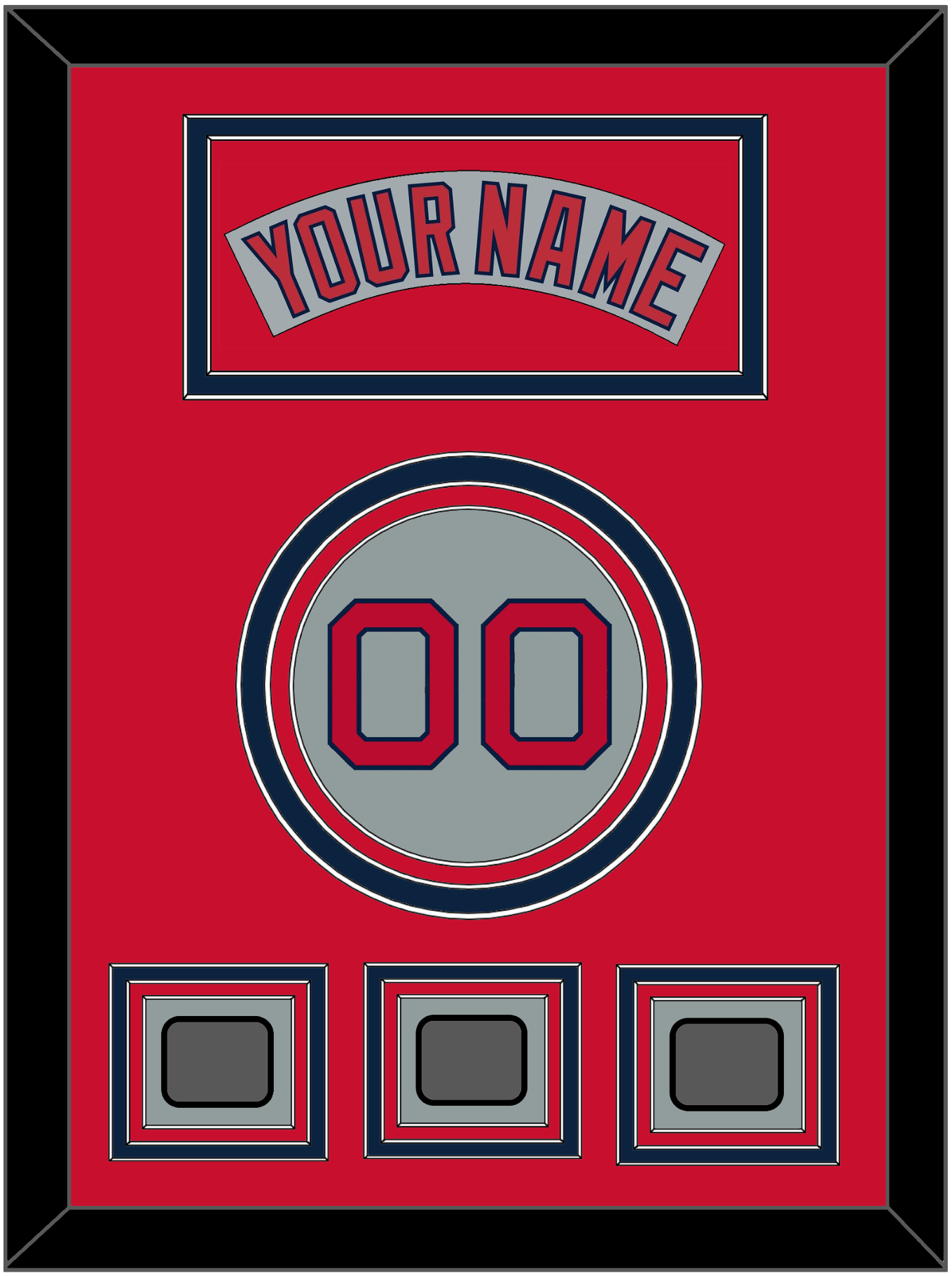 Boston Nameplate, Number & Three World Series Jersey Patches - Road Gray (1992-2008) - Premier Tier 3