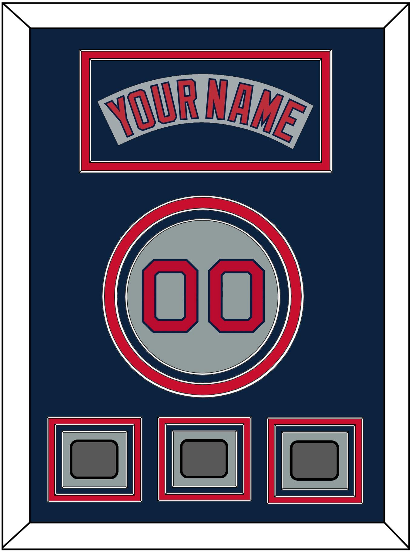 Boston Nameplate, Number & Three World Series Champions Patches - Road Gray (1992-2008) - Premier Tier 4